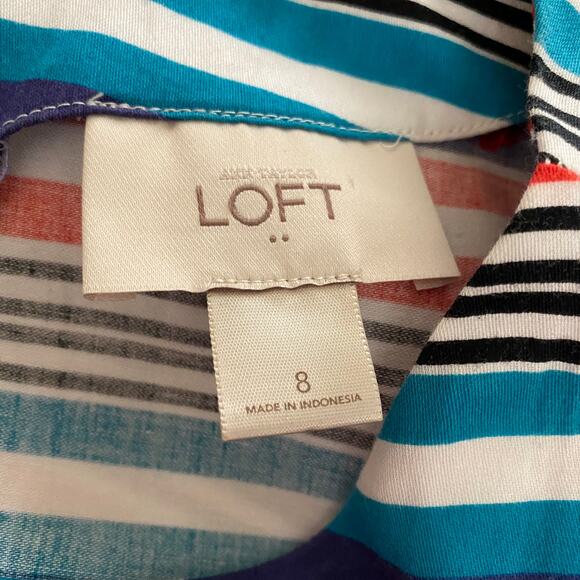 LOFT Ann Taylor Striped Shift Dress Sz 8 - Picture 2 of 5